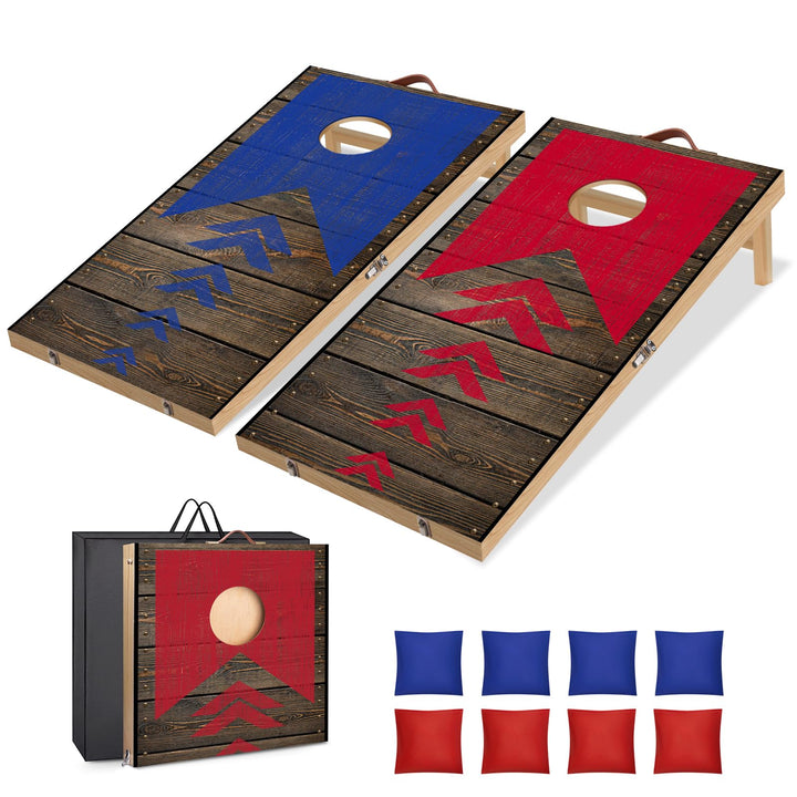 NZQXJXZ Holz Cornhole Set Outdoor, 2 in 1 Cornhole Spiel mit 8 Sitzsäcken & Tragetasche für Hinterho
