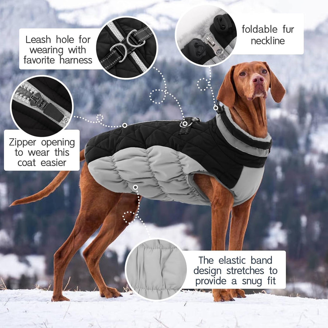 Kuoser Hundejacke Hundemantel für Mittelgrosse Hunde Winterweste Wasserdicht Wintermantel Mit Geschi