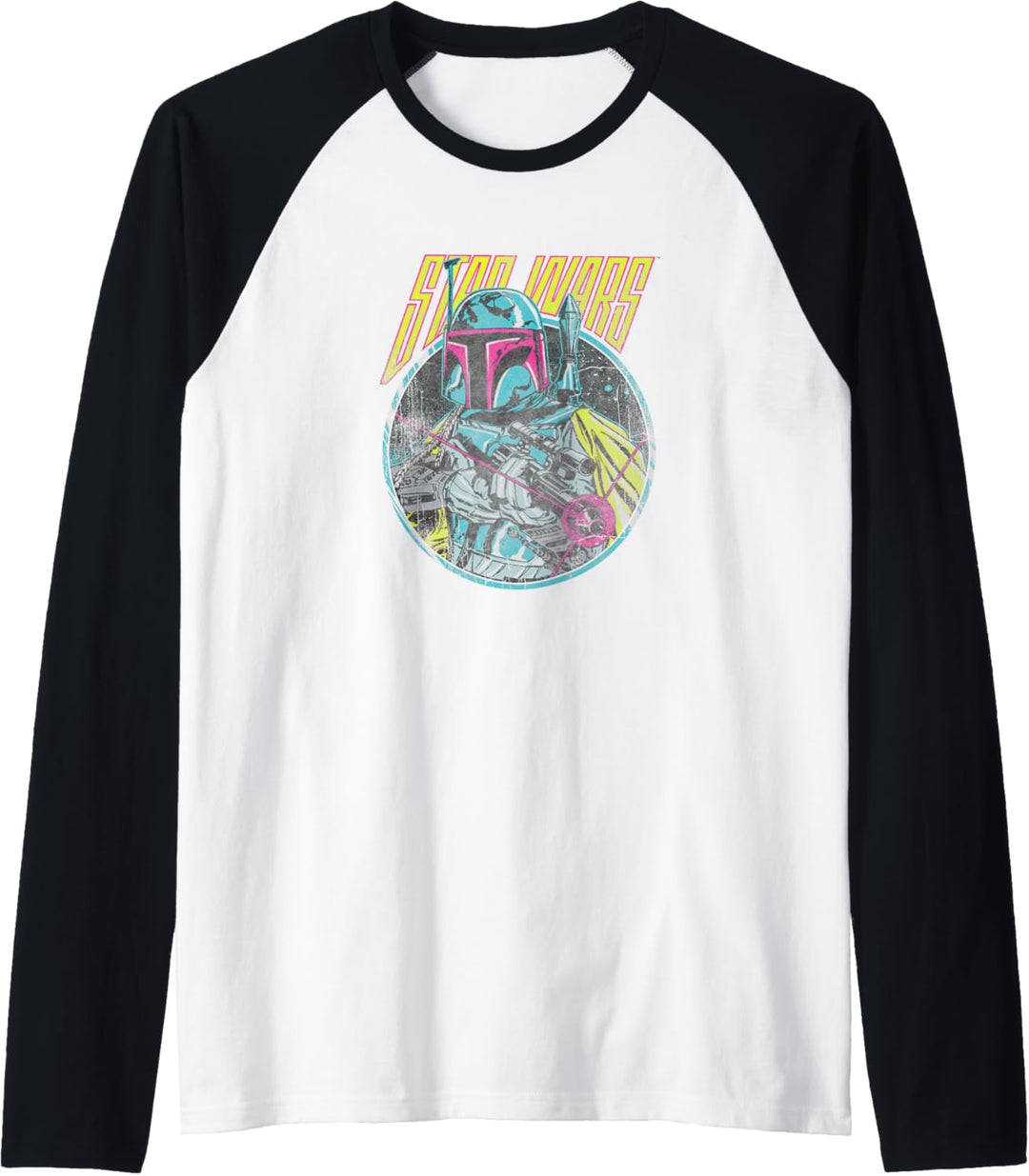 Star Wars Boba Fett Neon Blaster Vintage Raglan