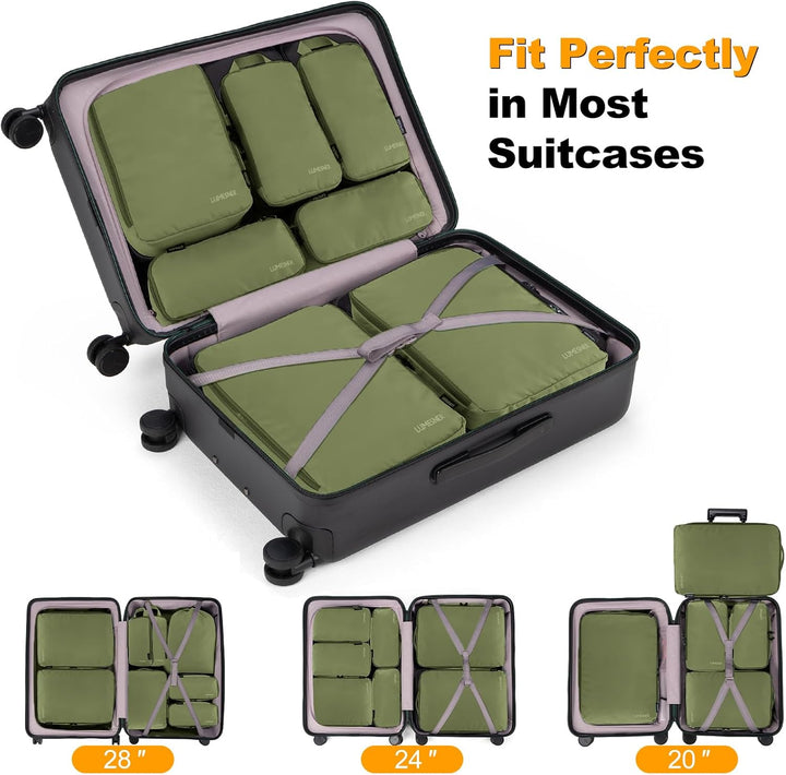 Koffer Organizer Set 8-teilig, Packtaschen für Koffer, Packing Cubes Set für Reise,Packtaschen mit K