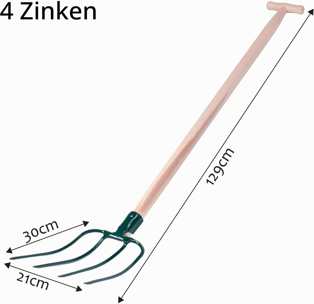 KADAX Heugabel, Forke, Spatengabel, Grabegabel, Mistgabel, Gabel für Garten, Drahtgabel mit Holzstie
