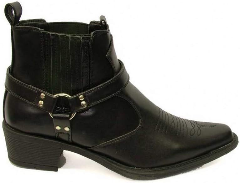 Us Messing Cuban Heel Steigbügel Western Kuh Stiefel 46 EU Schwarz, 46 EU Schwarz