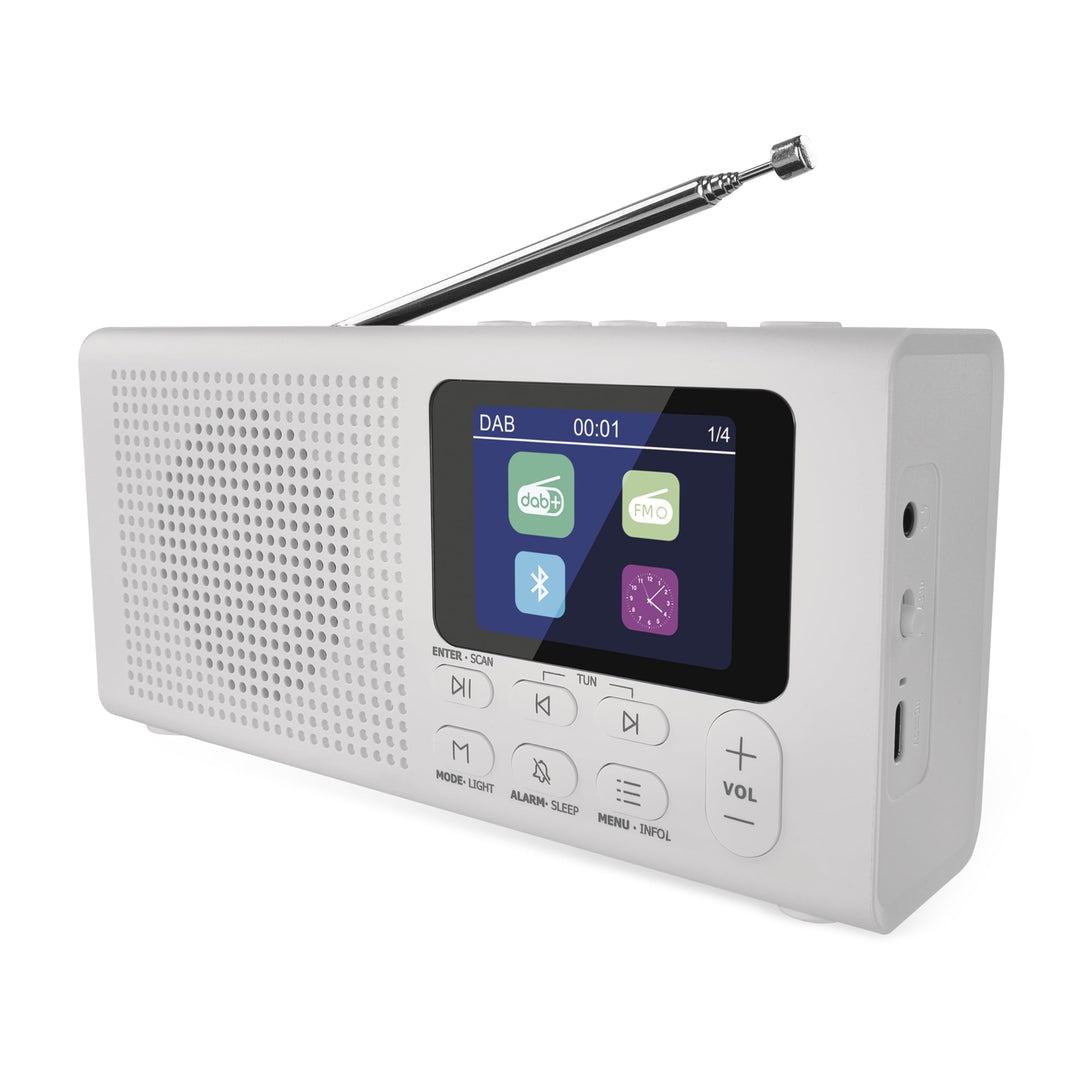 EMOS - DAB+ Radio mit Bluetooth und Dual-Stromversorgung - tragbares Digitalradio mit Wecker, Sleept