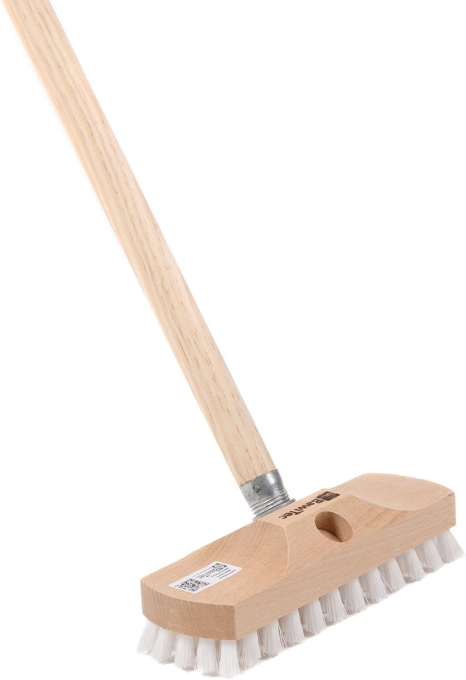 BawiTec Qualitäts Schrubber Schrubberbürste 22cm mit Stiel 120cm Lackiert Scheuerbürste Weisse Harte