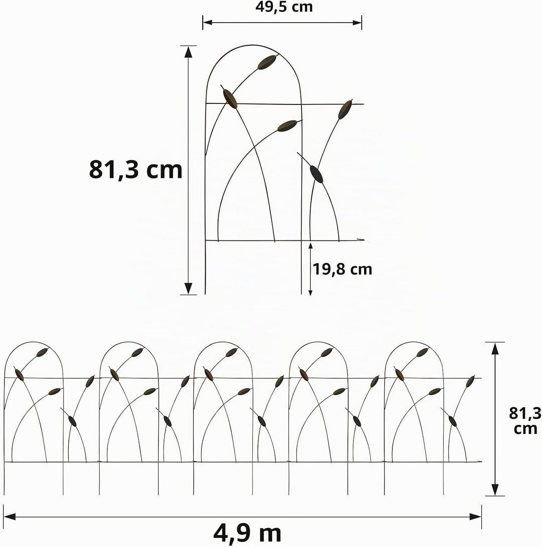 Thealyn Metall dekorative Gartenzaun Grenze, 81 cm x 4.87m, rostfrei Schmiedeeisen Landschaft Zaun f