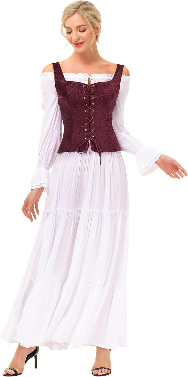 SCARLET DARKNESS Frauen Piraten Renaissance Weste Cosplay Kostüm Bauer Mieder Schnürung Weste M Jacq