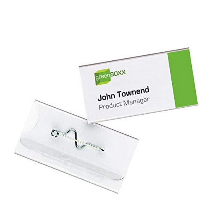 Durable Namensschild mit Nadel, 30 x 60 mm, transparent, Packung à 100 Stück, 800619 30 x 60 mm Well