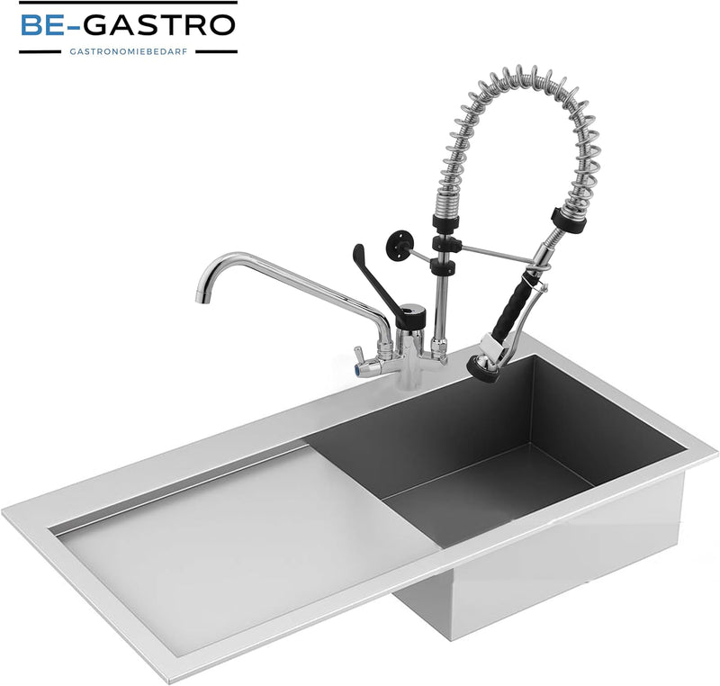 BE-GASTRO® I Profi Gastro Geschirrbrause „Premium“ inkl. Wasserhahn, Mischbatterie & ergonomischem L