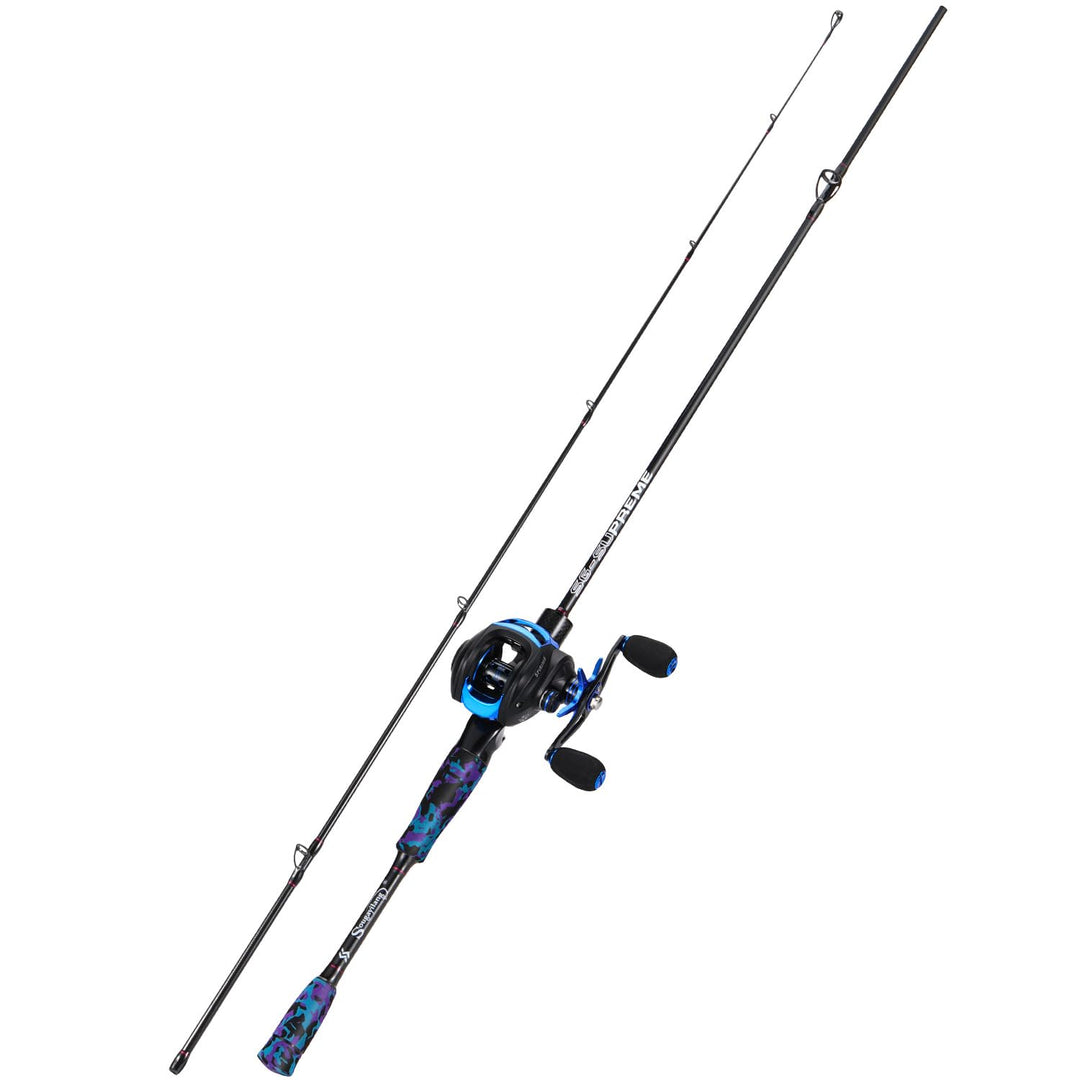 Sougayilang MX-2 Wurfangelrute und Baitcastrolle Combo, 1,8m/2,1m Baitcaster Combo - Raubfisch-Angel