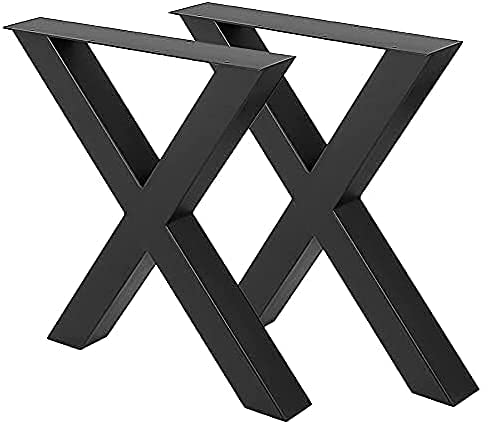 Fayelong Tischbeine aus Stahl, Tischgestell X-Form Metall Schwarz Tischkufen, 71,1 x 50,8 cm, Esstis