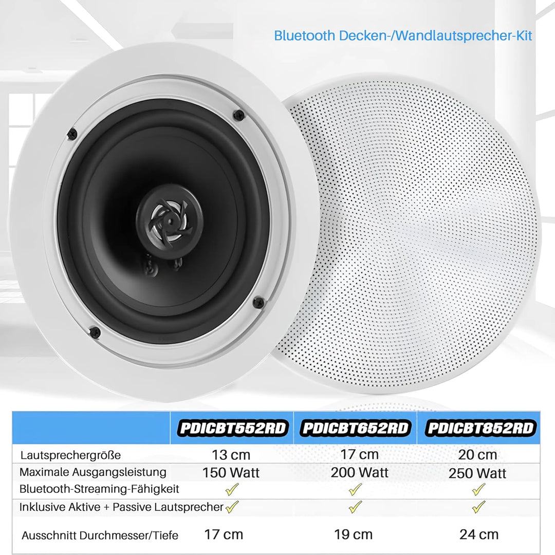 Pyle 13,3 cm Paar Bluetooth Flush Mount Unterputzkabel 2-Wege-Wandeinbaulautsprecher Schnelle Verbin