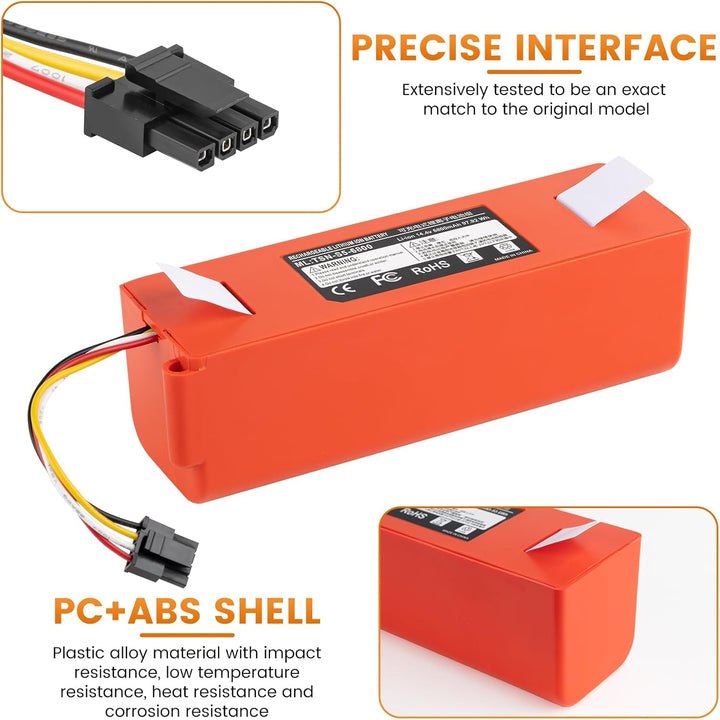 14,4 V 6800 mAh Ersatzakku für Roborock S4, S5, S50, S6, S7, S7 Max, Q5, Q7, Q7 Max