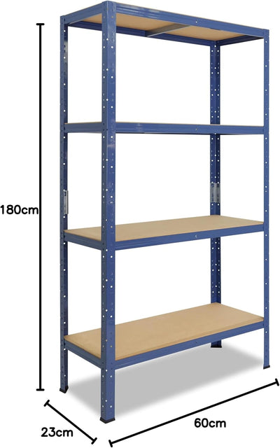 shelfplaza® 180x23x60cm Home Schwerlastregal blau/Metallregal mit 4 Böden/Kellerregal Metall, Garage