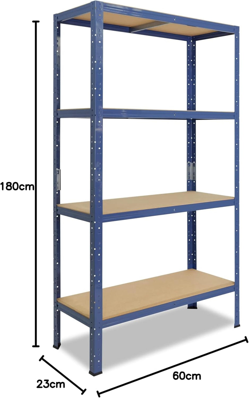 shelfplaza® 180x23x60cm Home Schwerlastregal blau/Metallregal mit 4 Böden/Kellerregal Metall, Garage