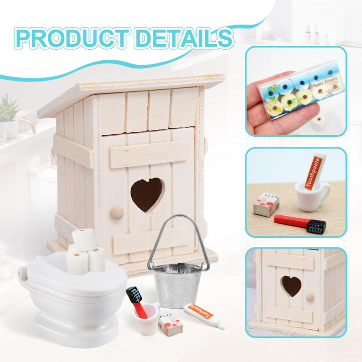 8 Stück Miniatur Toilettenhäuschen Miniatur Deko Badezimmer Puppenhaus Zubehör Wichtel Zubehör Minia