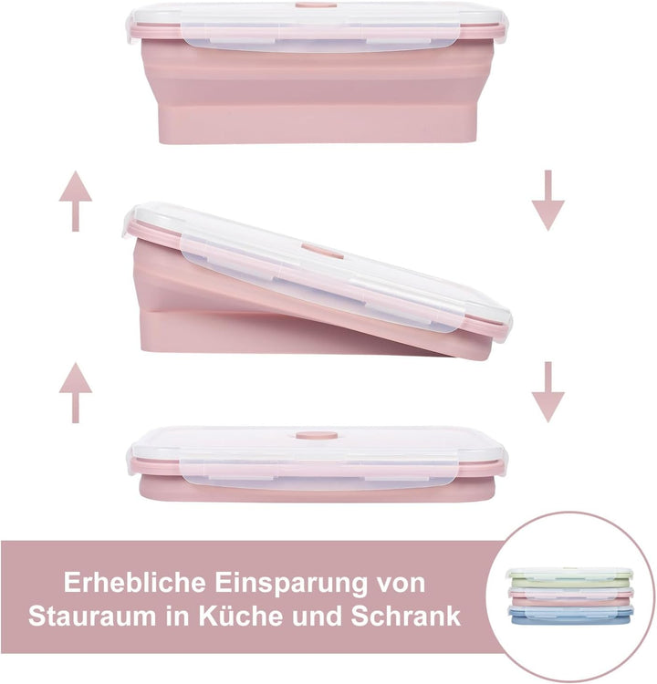3 PACK 550ML Frischhaltedosen mit Deckel, Meal Prep Boxen, Faltbare Brotdose, Aufschnittboxen für Kü