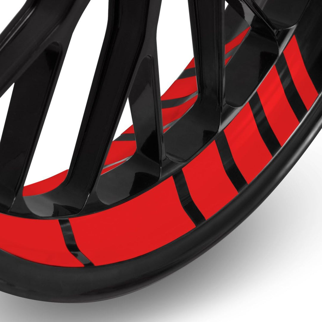 Felgenbettaufkleber im GP Design - Komplettset für 16" bis 19" - Farbe & Breite wählbar hellrot glän