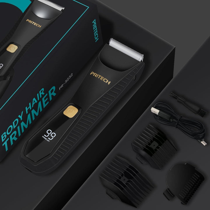 PRITECH Körperhaartrimmer – wasserdichter Intimhaartrimmer für Männer | Elektrorasierer mit Keramikk