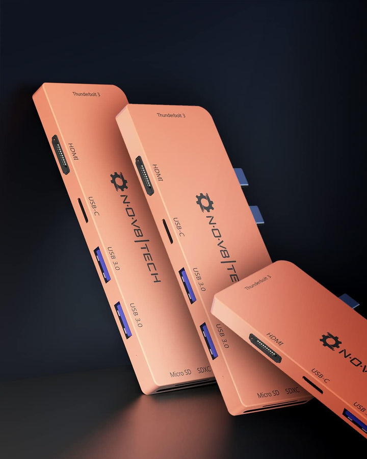 NOV8Tech USB C zu HDMI Adapter Schlanker 7-in-2-Dongle für Gold MacBook Air 2020 M1 2019/2018, Docki