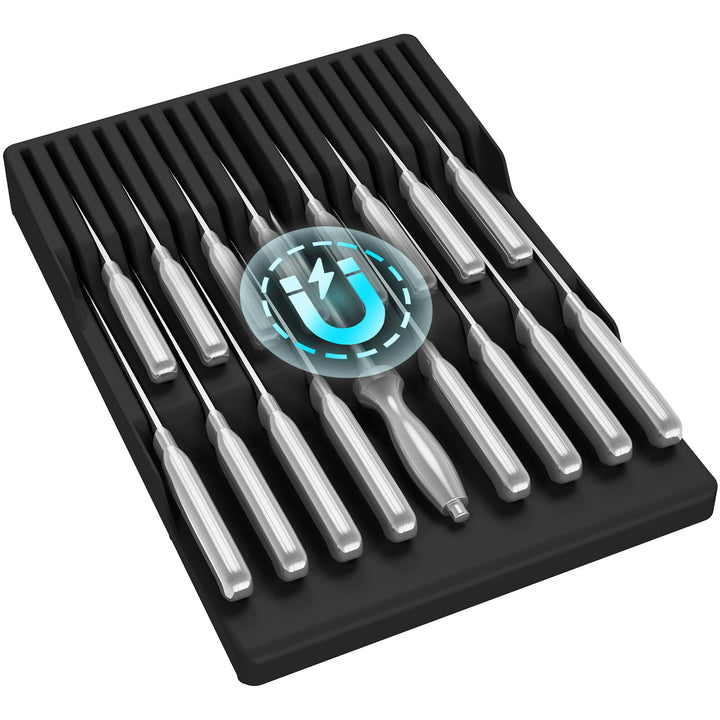 Lifewit Magnetischer Messerhalter Schublade für 16 Messer, 29,5 x 42 x 5 cm Messer Organizer mit Rut