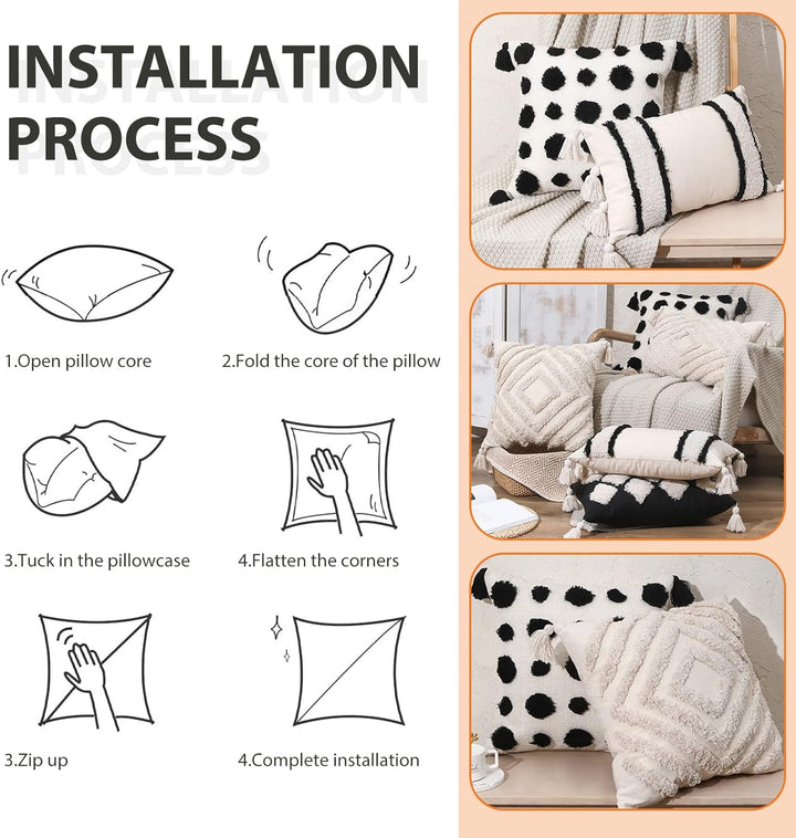 VanderHOME Bohemian Super Soft Kissenbezug Dekorative Tufted Quaste Kissenbezüge Baumwolle Weich Wov