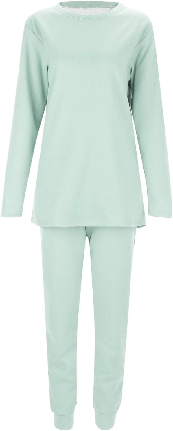 Lange Unterhosen Herren bequem, lässig, einfarbig, Rundhalsausschnitt, langärmelig, plus Fleece-Bott