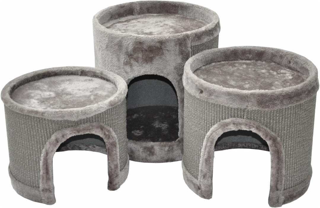 nanook Kratztonne, Höhe 89 cm, Katzenkratzbaum, 3 Ebenen, Kratzbaum, Kratzturm aus Sisal, grau, grau