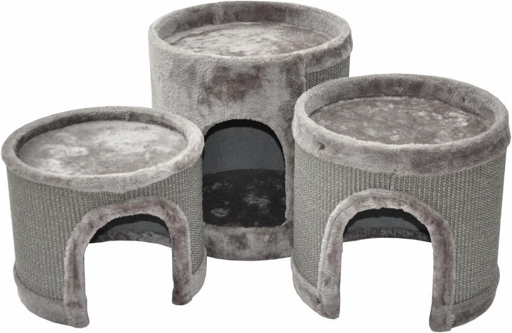 nanook Kratztonne, Höhe 89 cm, Katzenkratzbaum, 3 Ebenen, Kratzbaum, Kratzturm aus Sisal, grau, grau