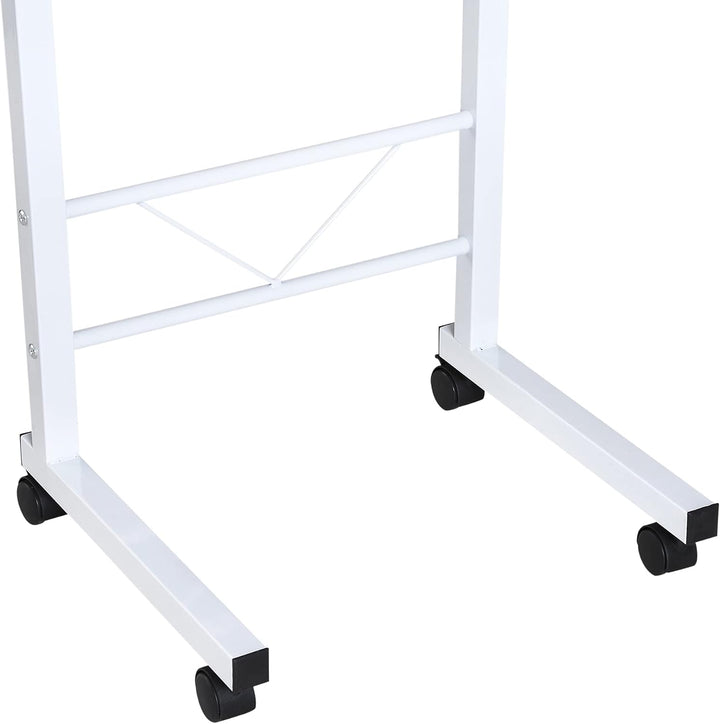 HOMCOM Beistelltisch Höhenverstellbar 60 x 40 x 68-78 cm Weisse Ahornfarbe | Couchtisch, Mobiler End