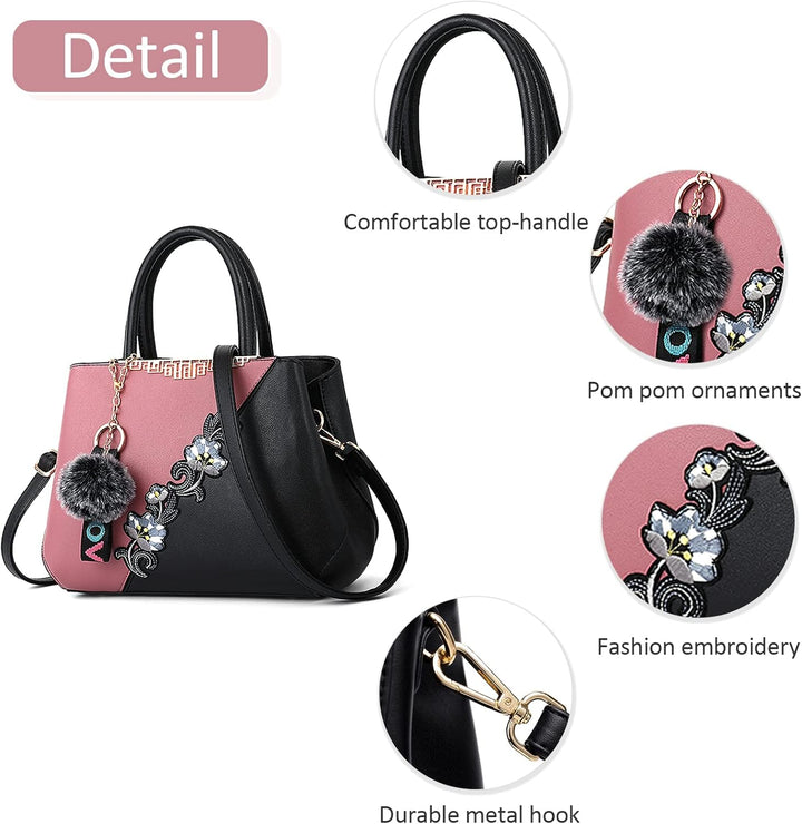 DIRRONA Damen Handtasche Mode Blumenmuster Schulterbeutel Grosse Kapazität Umhängetasche Casual Reis