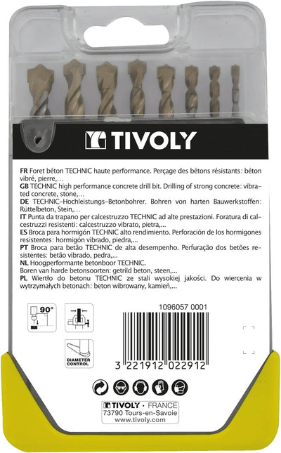 Tivoly 10960570001 Technic Betonbohrer Set 8pcs Ø3, 4, 5, 6, 7, 8, 9, 10 mm, Mehrfarbig