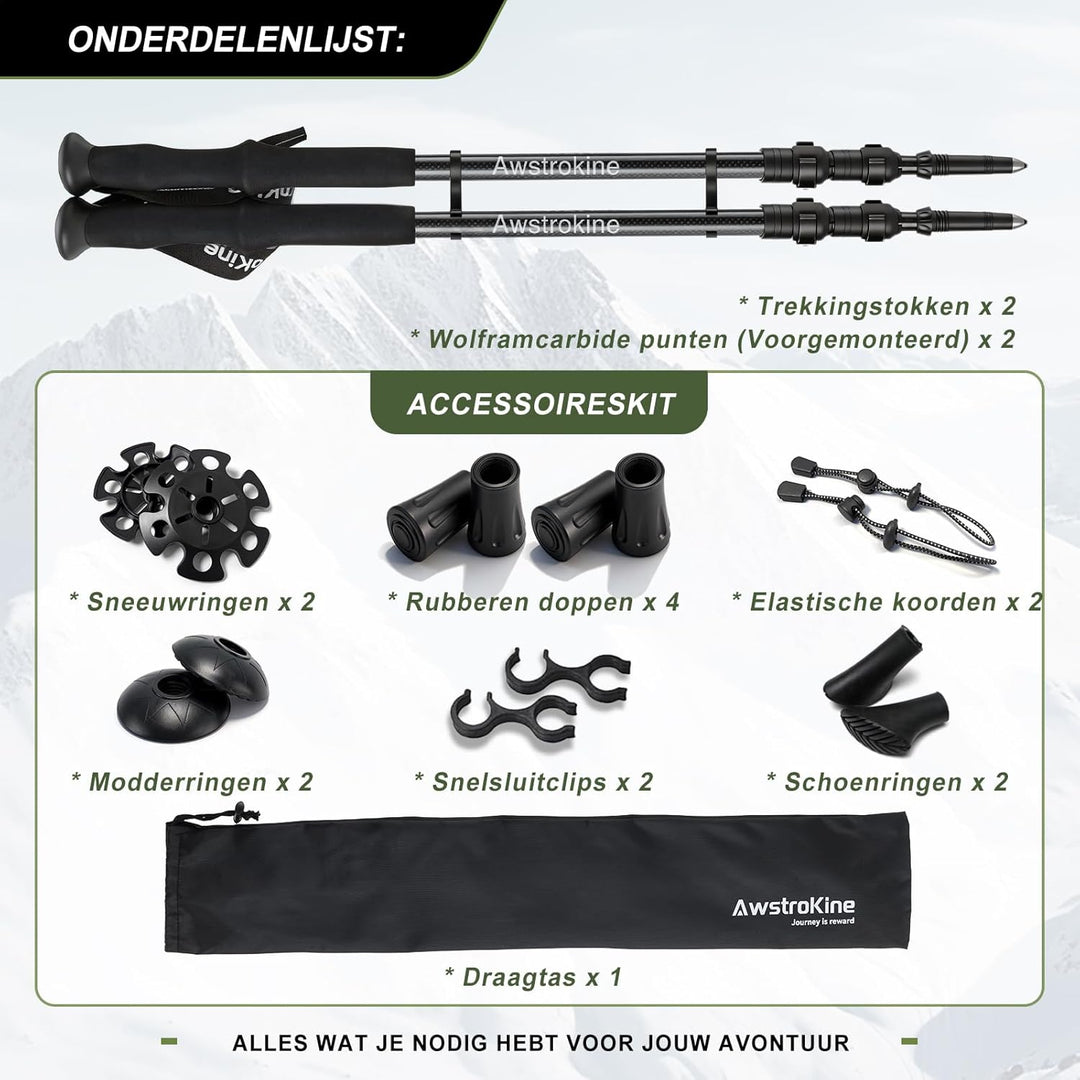 Ultraleichte Carbonfaser-Teleskop-Wanderstöcke – 172 g Nordic-Walking-Stöcke mit Voll-Eva-Griffen, A