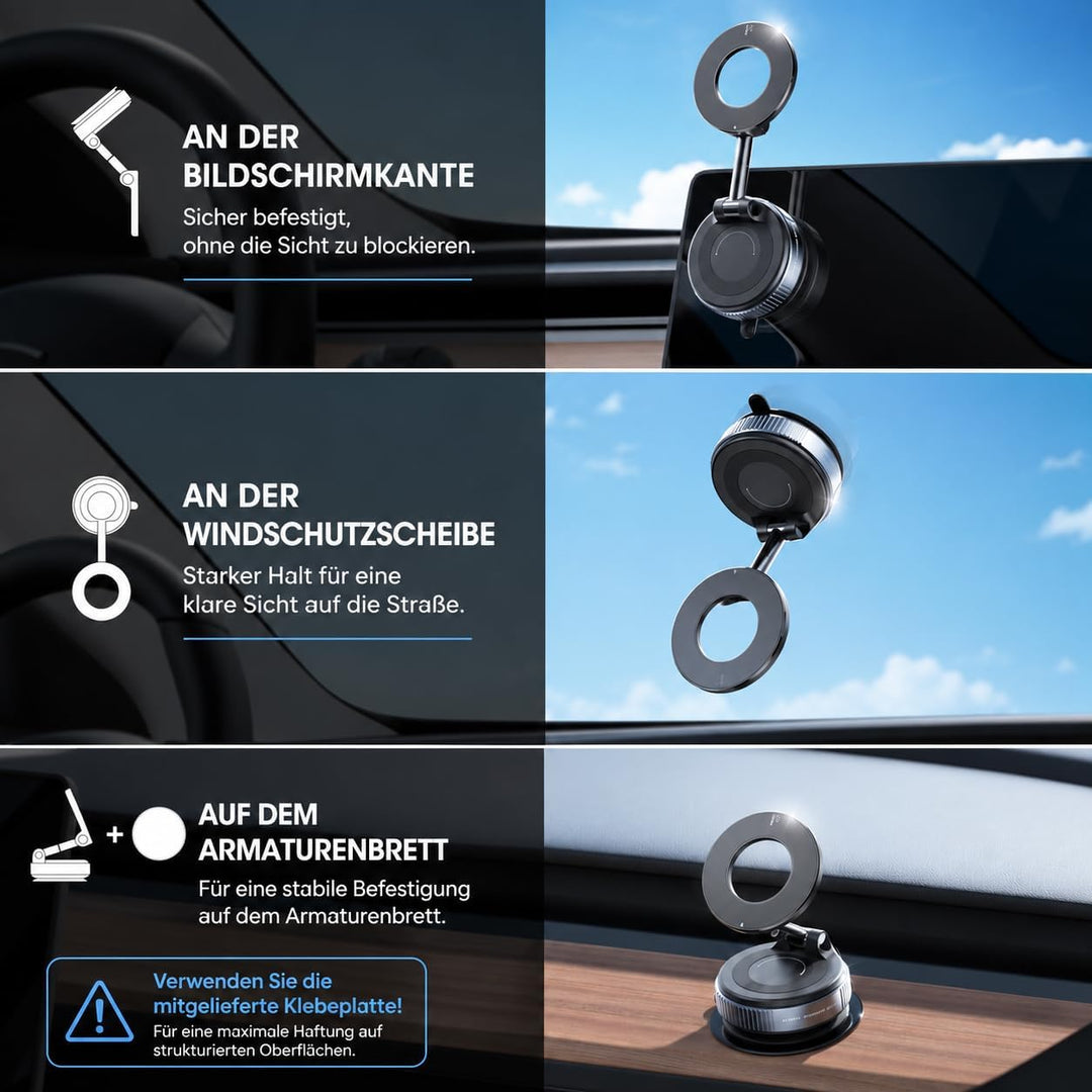 Telvesse 2026 Vakuum-Magnet Handyhalterung mit starker Saugkraft, klappbar & 360° verstellbar – Magn