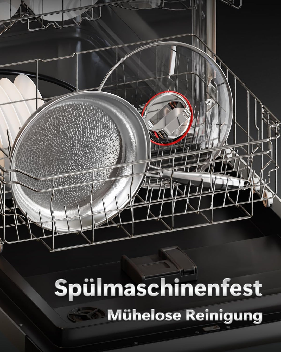 Edelstahlpfanne 30cm, Titan Pfanne mit Deckel, 18/10 Edelstahl Bratpfanne unbeschichtet ohne PFOA &P