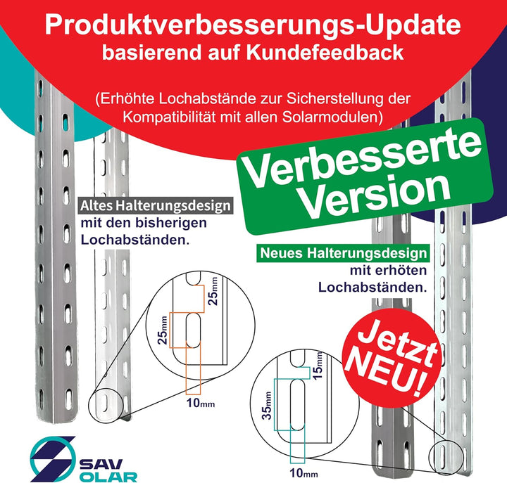 SAVOLAR Solarmodul Halterung 2 Stück, Aluminium & Edelstahl, Wandmontage, für Balkonkraftwerk bis 11