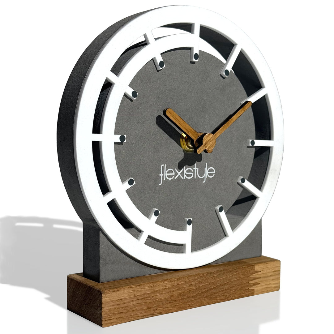 FLEXISTYLE Modern standuhr tischuhr klein aus Holz Eiche Wohnzimmer Badezimmer Uhr Holz tischuhren h