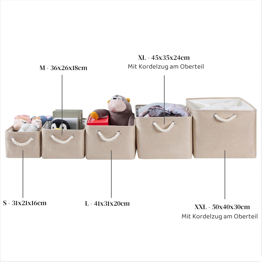 Mangata Stoff Aufbewahrungsboxen, Faltbare Aufbewahrungsbox mit Seilgriffen für Regale, Schrank, Kle