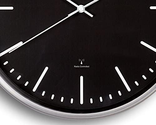 Maul Funkwanduhr MAULfly Ø 30cm | Wanduhr aus Mineralglas | automatische Zeiteinstellung | schmaler