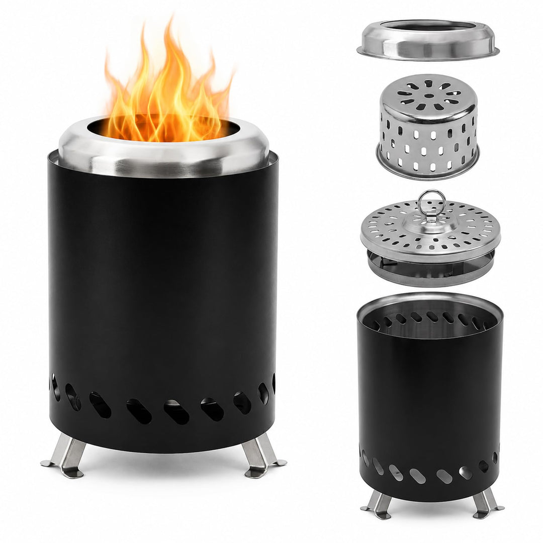 Tragbare Feuerschale Edelstahl, Rauchfreier Mini Feuerstelle, 14cm×20cm