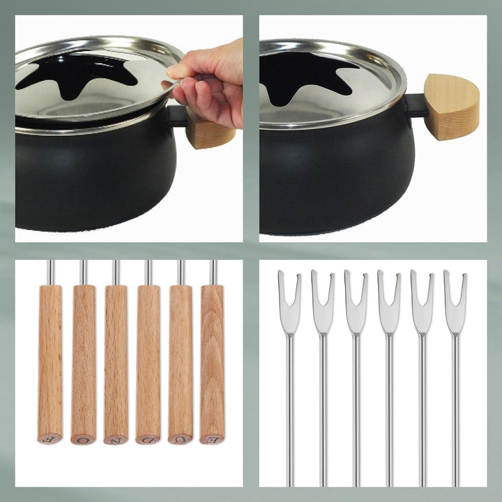 Kela 61201 Drehbares Fonduekarussell-Set, Fleischfondue, 23-teilig, Für 6 Personen, 2,0 l, Natura