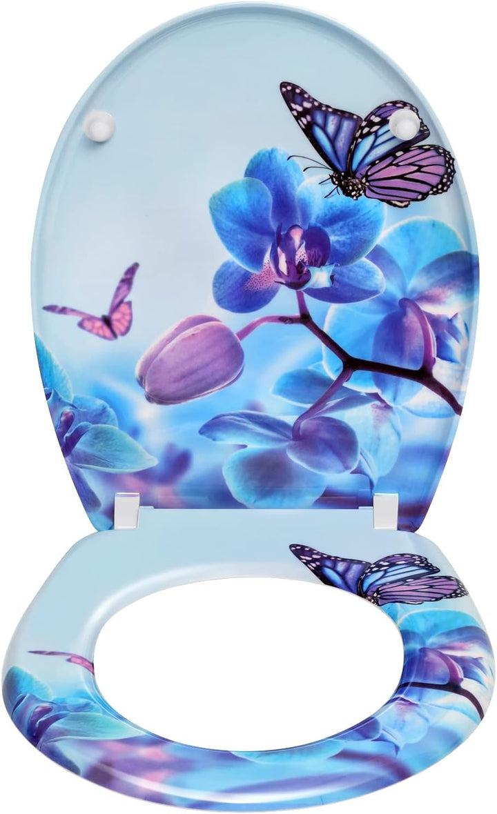 WOLTU WC Sitz mit Absenkautomatik,Toilettensitz Motiv, Toilettendeckel aus Duroplast, Stable Klodeck