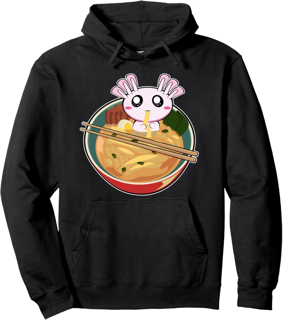 Niedliches Kawaii Axolotl Salamander Ramen Japanische Nudeln Pullover Hoodie