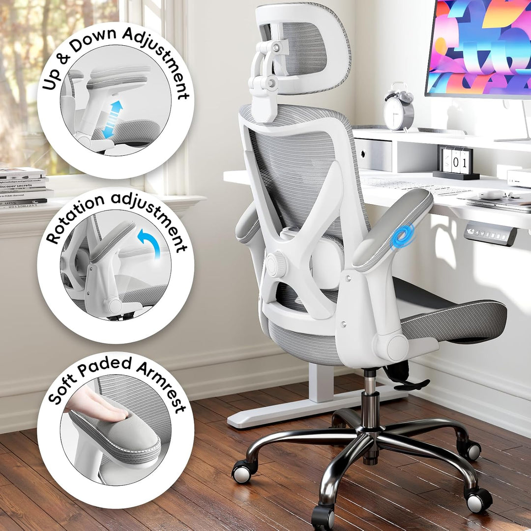 TRALT Ergonomischer Bürostuhl - Office Chair Bürostuhl PU-Leder Verstellbarer Lendenwirbelstütze Des