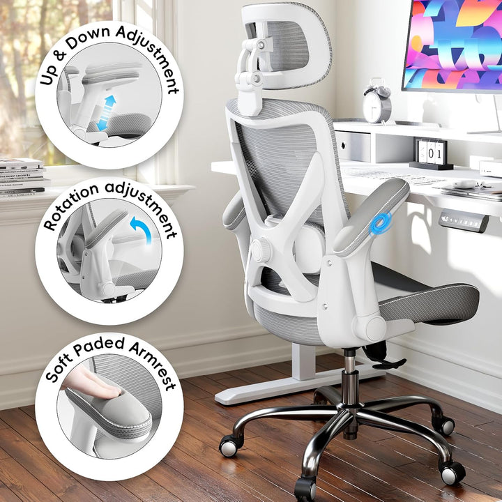 TRALT Ergonomischer Bürostuhl - Office Chair Bürostuhl PU-Leder Verstellbarer Lendenwirbelstütze Des