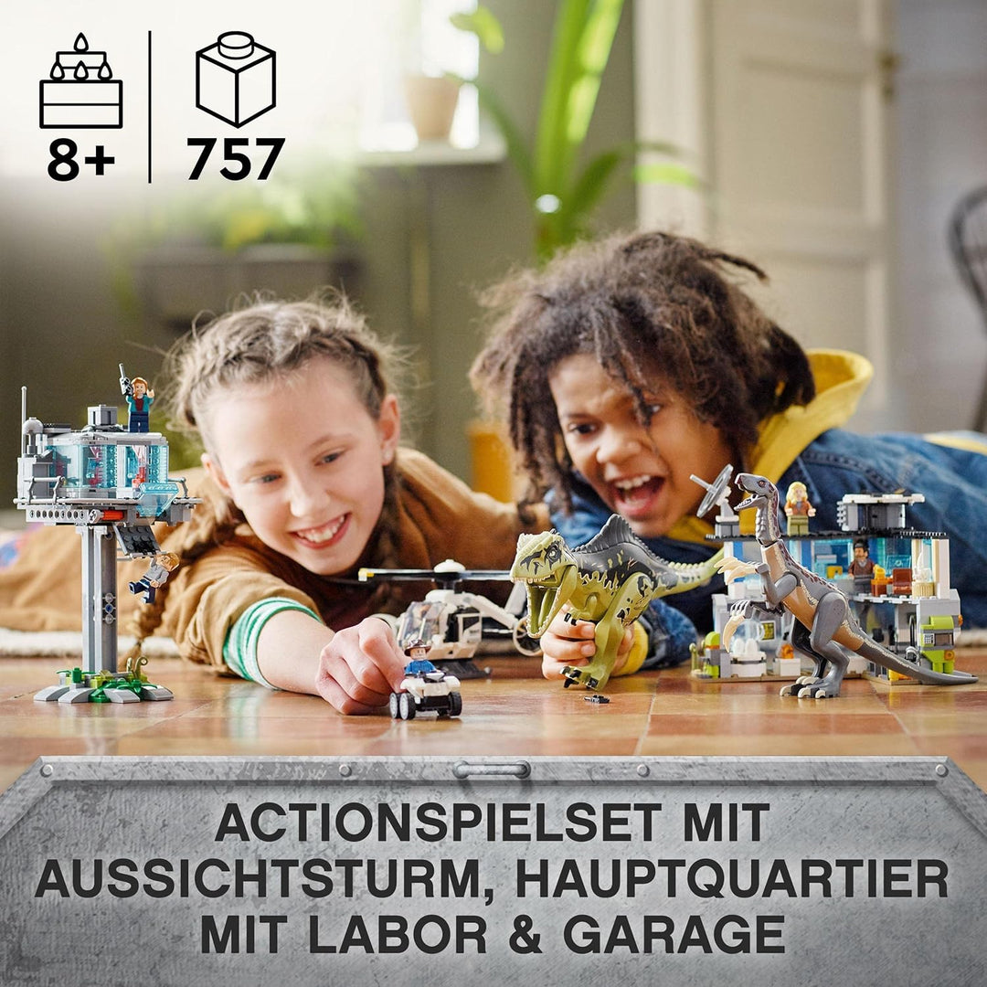 LEGO 76949 Jurassic World Giganotosaurus & Therizinosaurus Angriff, Dinosaurier Spielzeug mit Hubsch
