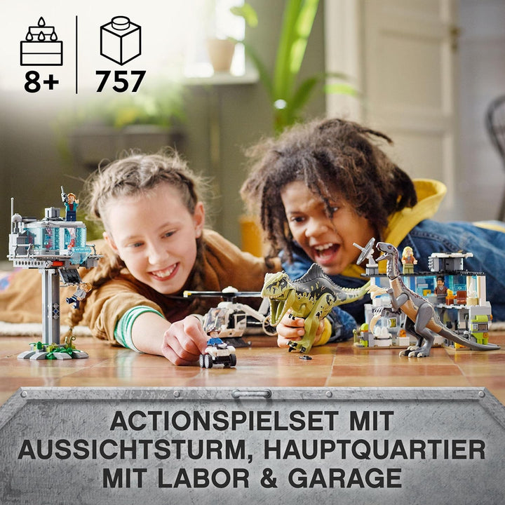 LEGO 76949 Jurassic World Giganotosaurus & Therizinosaurus Angriff, Dinosaurier Spielzeug mit Hubsch