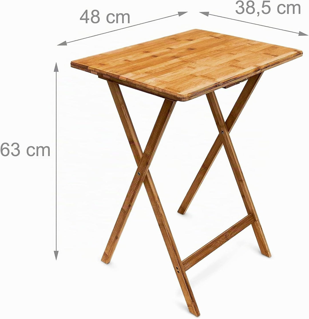 Relaxdays Klappen, platzsparend, robust, nachhaltiges Bambus Holz, Klapptisch HBT 63x48x38,5 cm, Nat