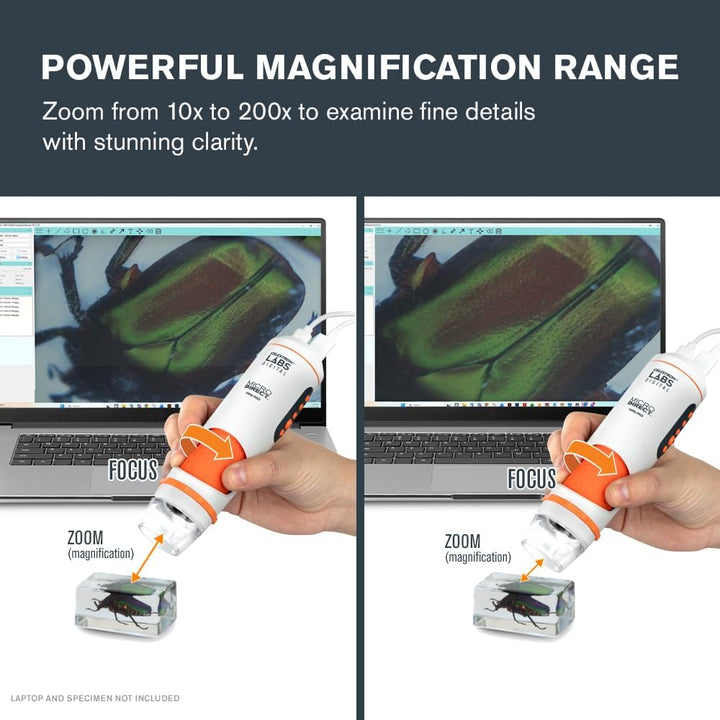 Celestron 44316 MicroDirect 1080P HDMI digitales Hand-Mikroskop, 10- bis 220-fache Vergrösserung, Gr