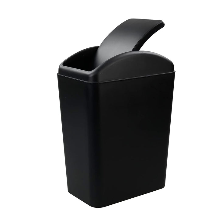 15 L Geruchshemmender Mülleimer mit Schwingdeckel, Kleiner Mülleimer mit Deckel, Schwarz, Schwarz