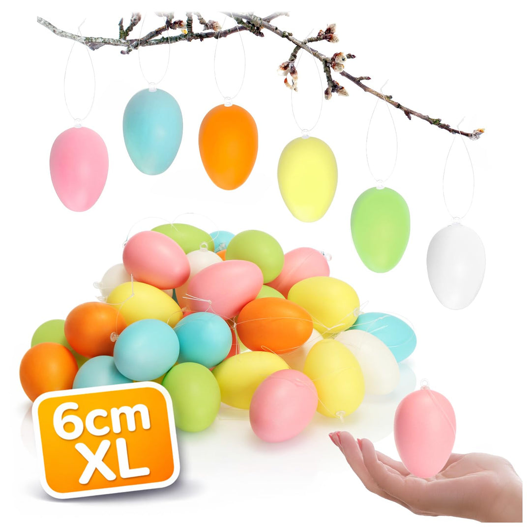 com-four® 36x Ostereier zum Aufhängen - Osterdeko in schönen Pastellfarben - Deko Ostereier - Grösse